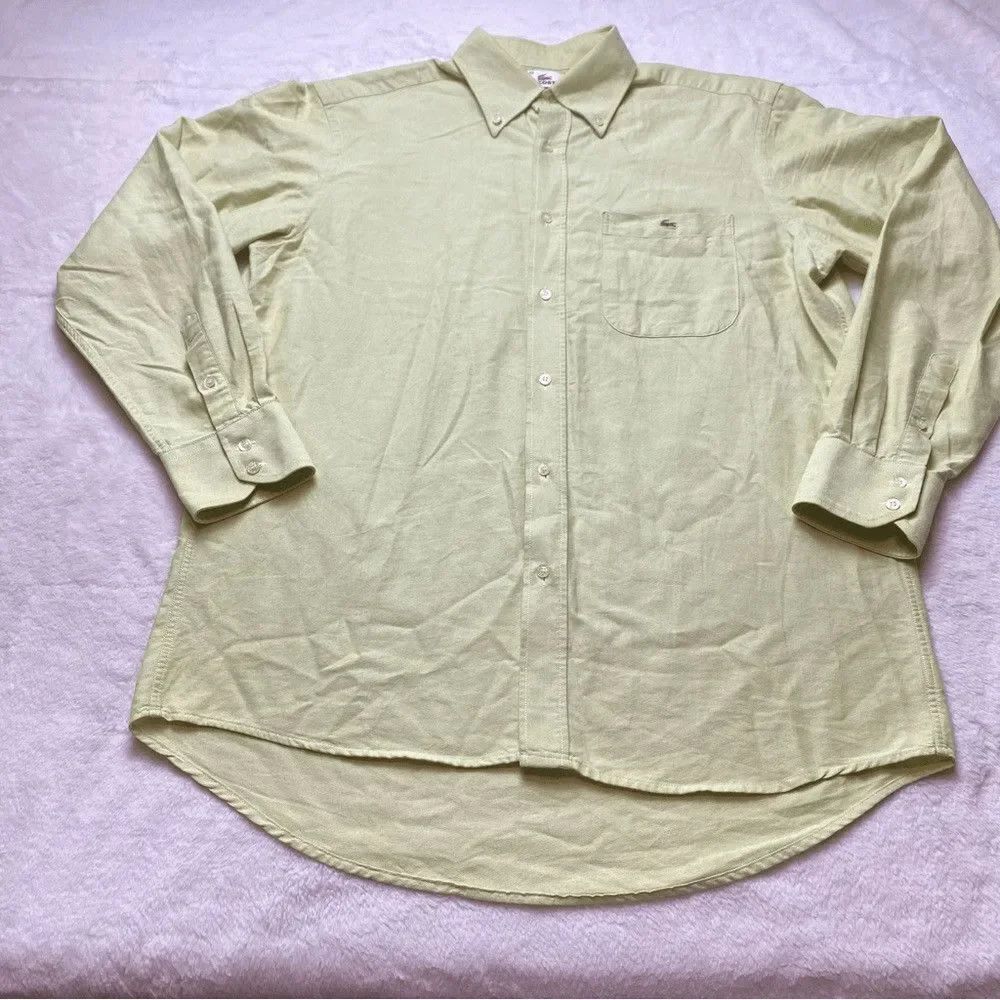 Lacoste Vintage Light Green Long Sleeve Button Down Shirt Size 42